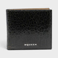 Logo Bi-fold Wallet Crackled Leather Black