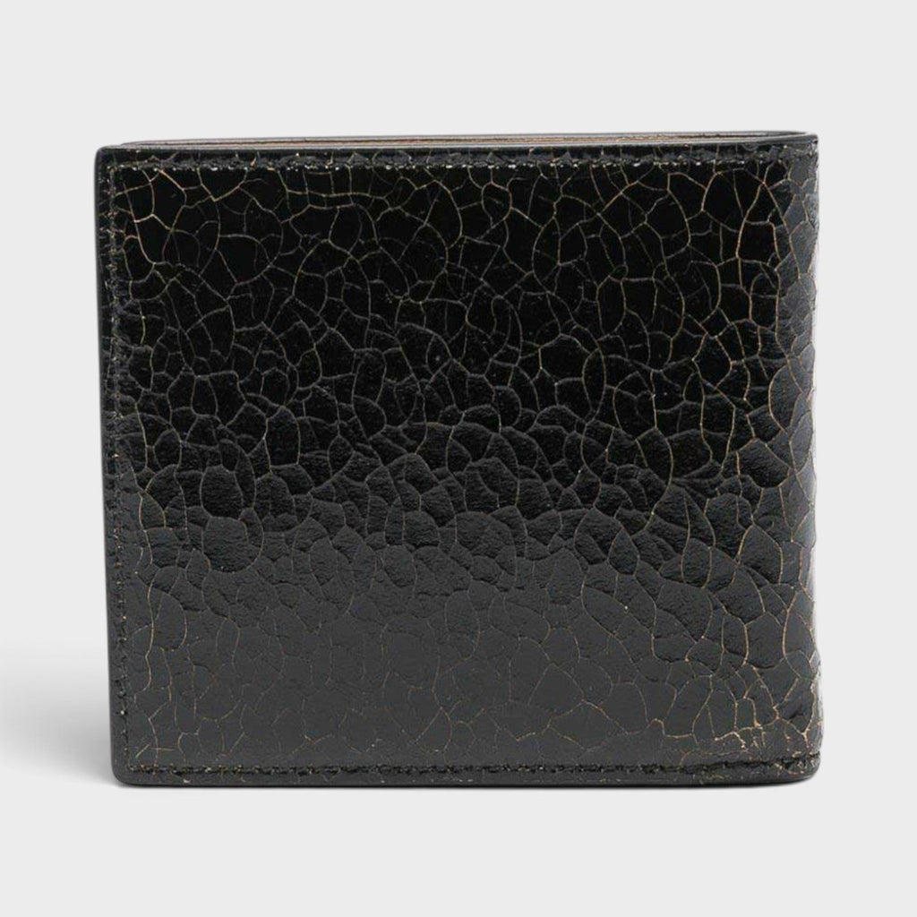 Logo Bi-fold Wallet Crackled Leather Black