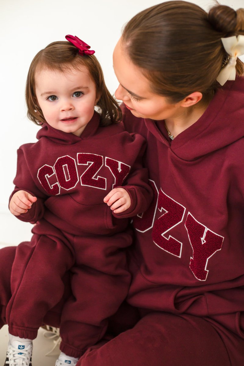 COZY Mini Tracksuit Burgundy Set