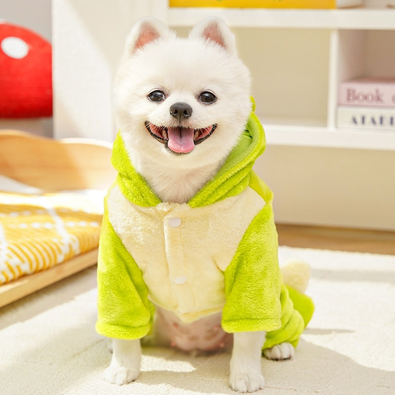 Autumn Winter Dog Clothes Cute Cat Costume Dinosaur Cosplay Outfits For Small Dogs In Fleece Coat With 4 Legs Funny Pet Clothes