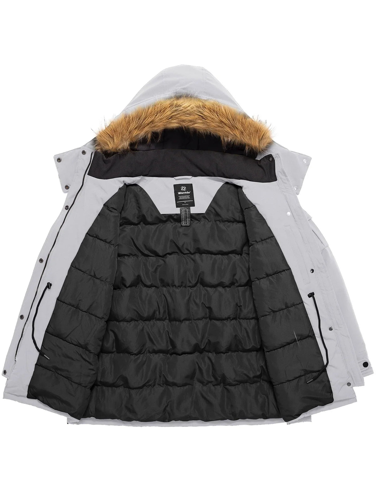 Wantdo Womens Winter Jacket Waterproof Coat Warm Puffer, Size S, Grey