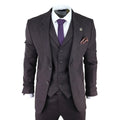 AK-05 - Men's Herringbone Tweed 3 Piece Suit Purple Plum 1920s Blinders
