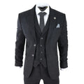 AK-11 - Men's Black Tweed 3 Piece Suit Check 1920s Gatsby Blinders