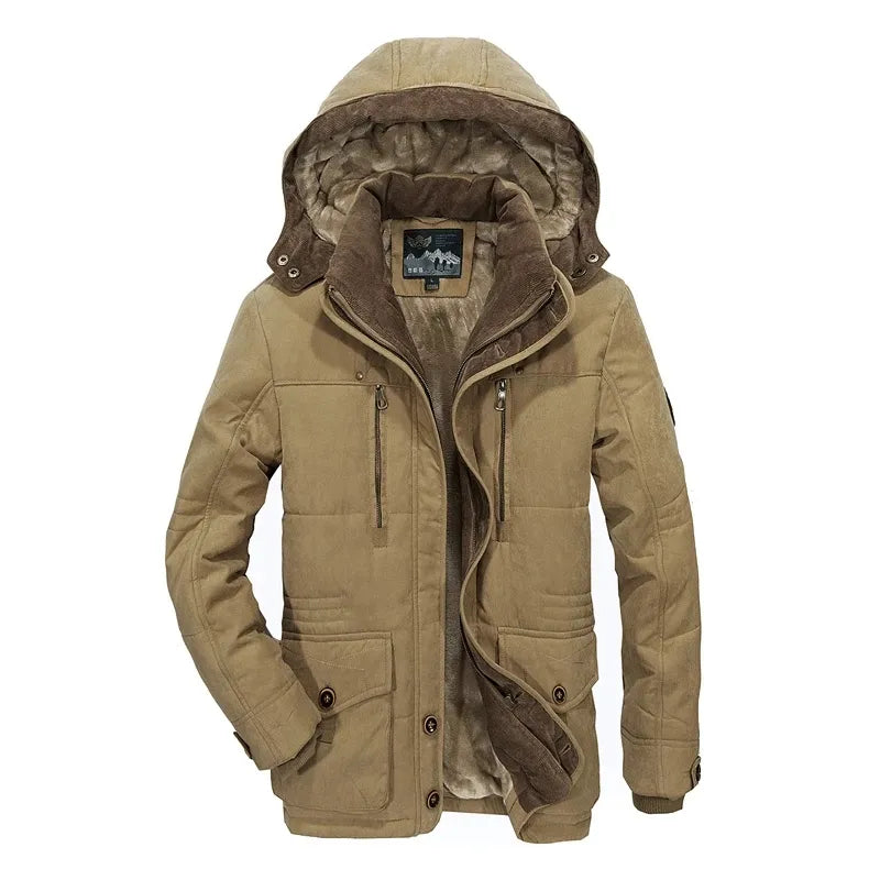 Men's Winter Parka Jacket Military Style Fleece Lined Hooded Coat Size M