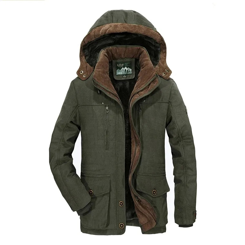 Men's Winter Parka Jacket Military Style Fleece Lined Hooded Coat Size M