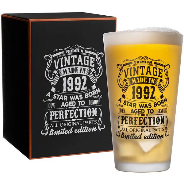 Birthday Pint Glasses Set of 2 Vintage 1962 or 1992 Beer Glass Gift 480ml