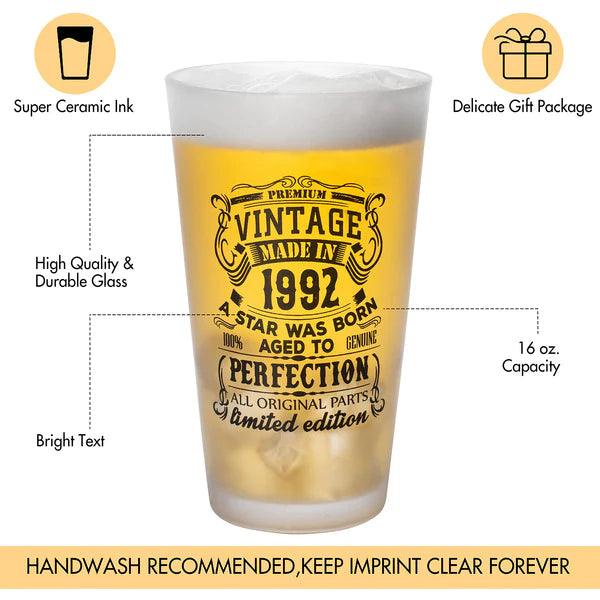 Birthday Pint Glasses Set of 2 Vintage 1962 or 1992 Beer Glass Gift 480ml