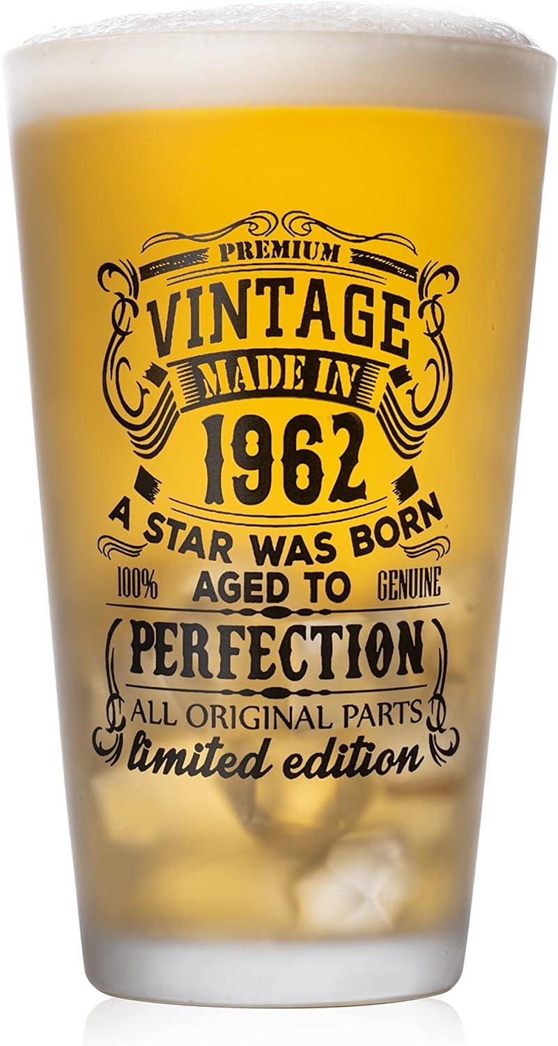 Birthday Pint Glasses Set of 2 Vintage 1962 or 1992 Beer Glass Gift 480ml