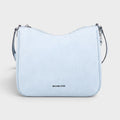 Logo Crossbody Bag Suede Pale Ocean Blue