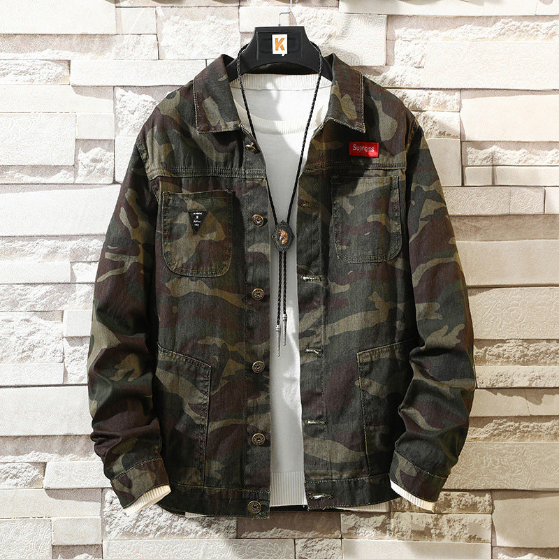 Men's Camouflage Denim Jacket - Autumn Casual Jean Coat