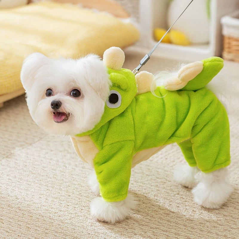 Autumn Winter Dog Clothes Cute Cat Costume Dinosaur Cosplay Outfits For Small Dogs In Fleece Coat With 4 Legs Funny Pet Clothes
