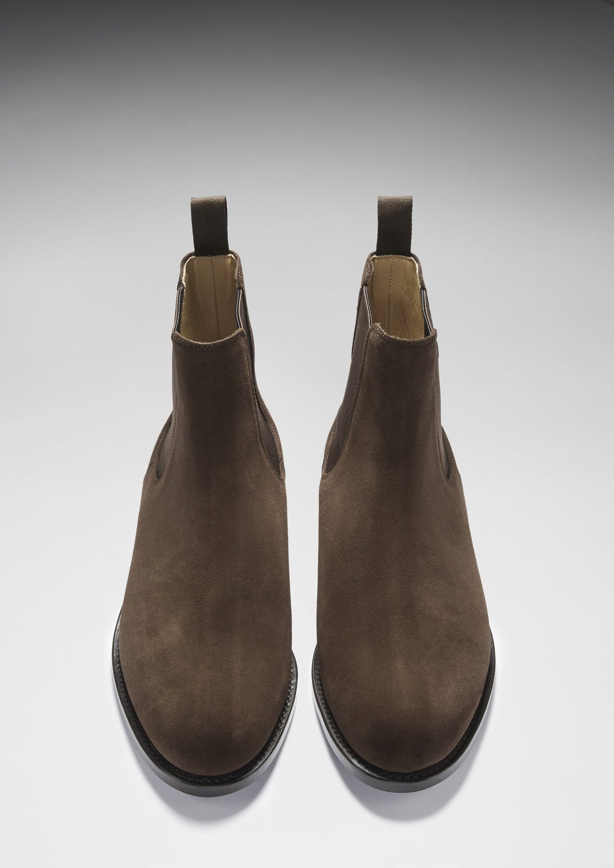 Brown Suede Chelsea Boots, Welted Leather Sole