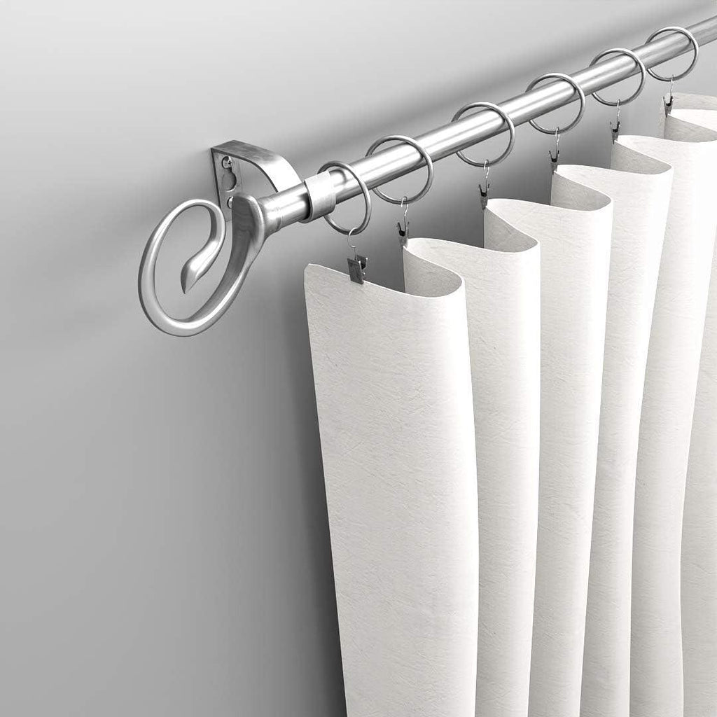 Extendable Curtain Pole 130-240cm Chrome 16/19mm Metal Curtain Rod Set