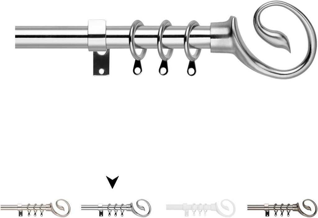 Extendable Curtain Pole 130-240cm Chrome 16/19mm Metal Curtain Rod Set