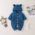 Baby Knitted Hooded Romper - Sleeveless Unisex Bodysuit
