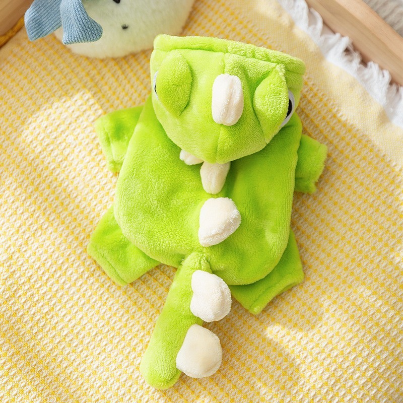 Autumn Winter Dog Clothes Cute Cat Costume Dinosaur Cosplay Outfits For Small Dogs In Fleece Coat With 4 Legs Funny Pet Clothes