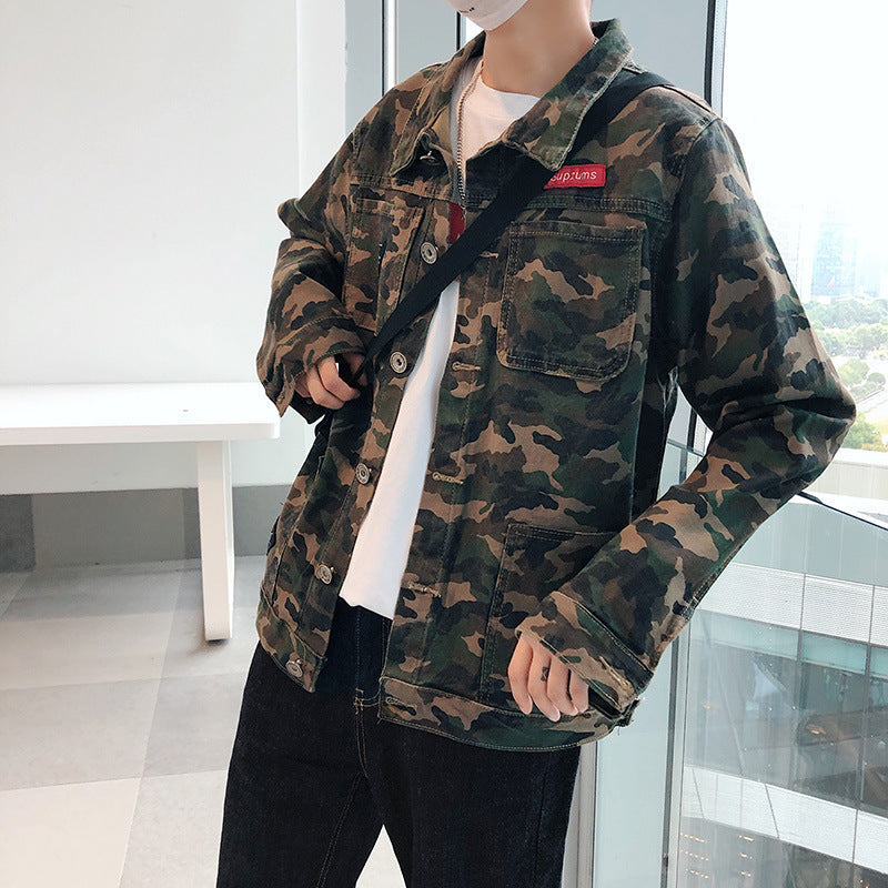Men's Camouflage Denim Jacket - Autumn Casual Jean Coat