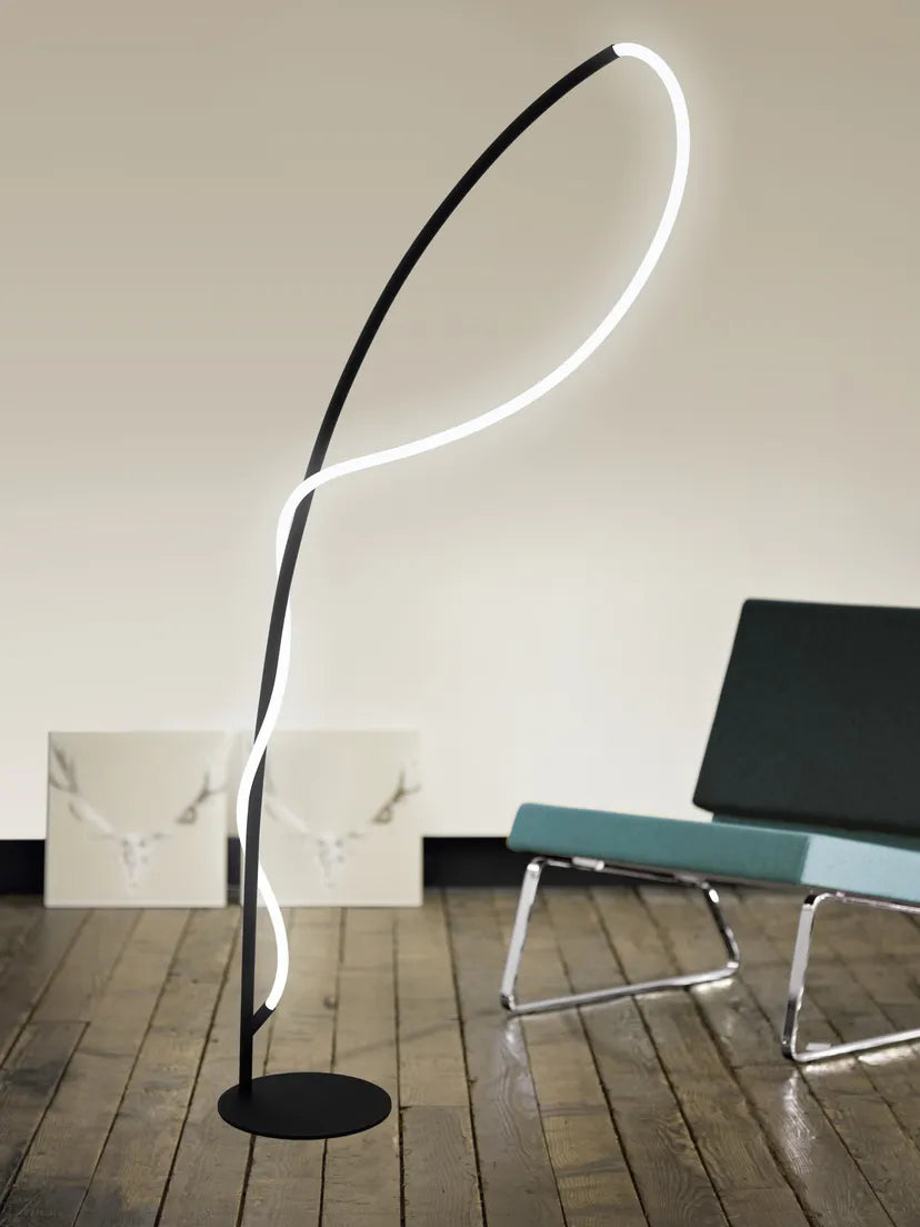 LED Arc Floor Lamp Warm White Black Modern Standing Light 160H cm Egidonella
