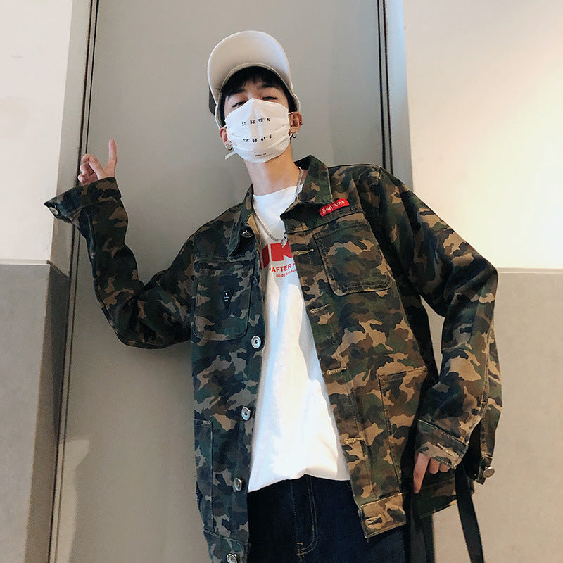 Men's Camouflage Denim Jacket - Autumn Casual Jean Coat