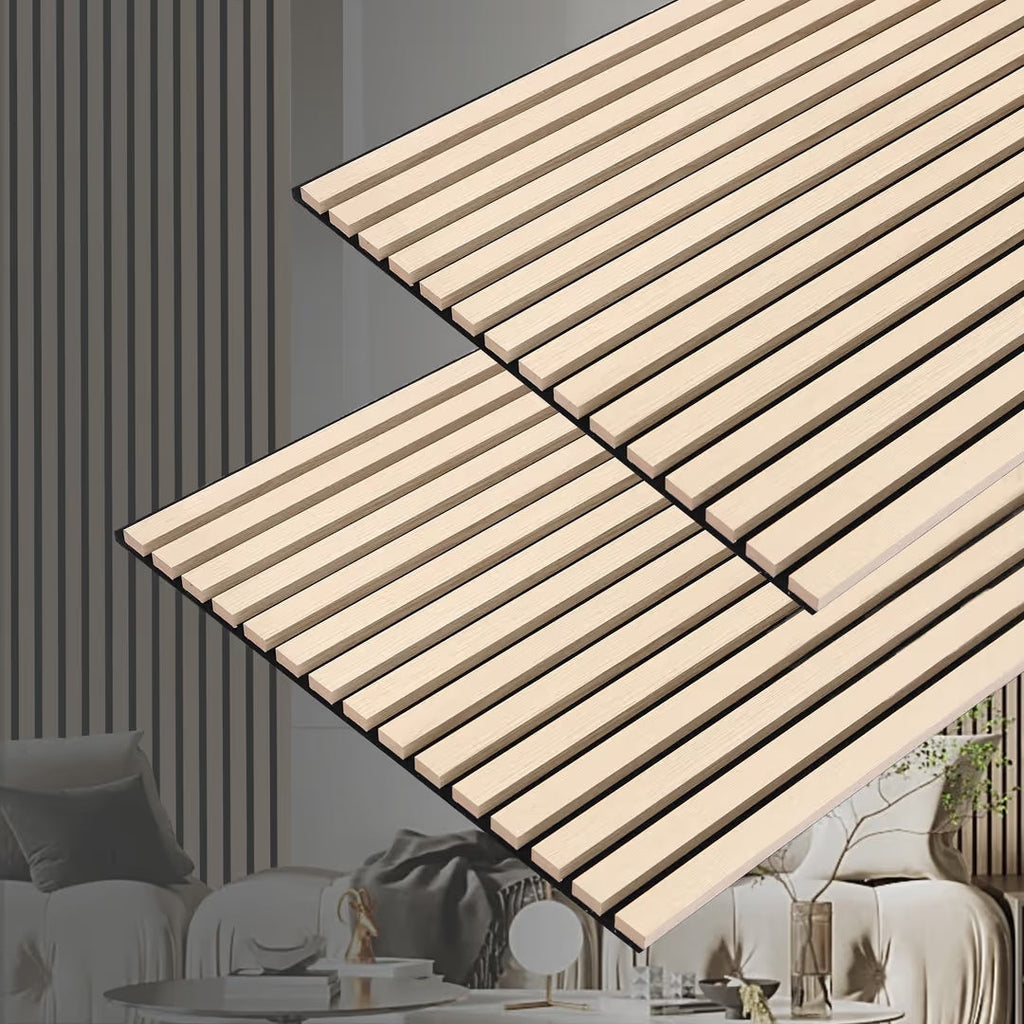 Acoustic Wall Panels 3D Slat Wood 2 Pack 122 x 60cm Natural Oak Sound Absorbing