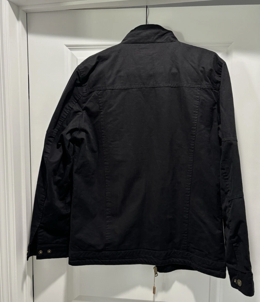 Mens Harrington Jacket Classic Lightweight Cotton Coat Black Size XXL WenVen