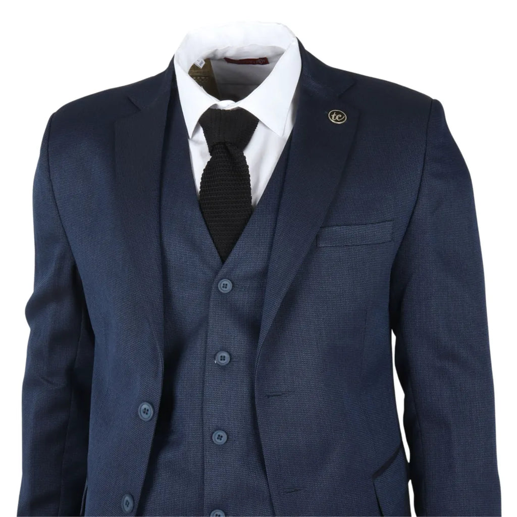 IM07 - Men's 3 Piece Navy Blue Classic Suit