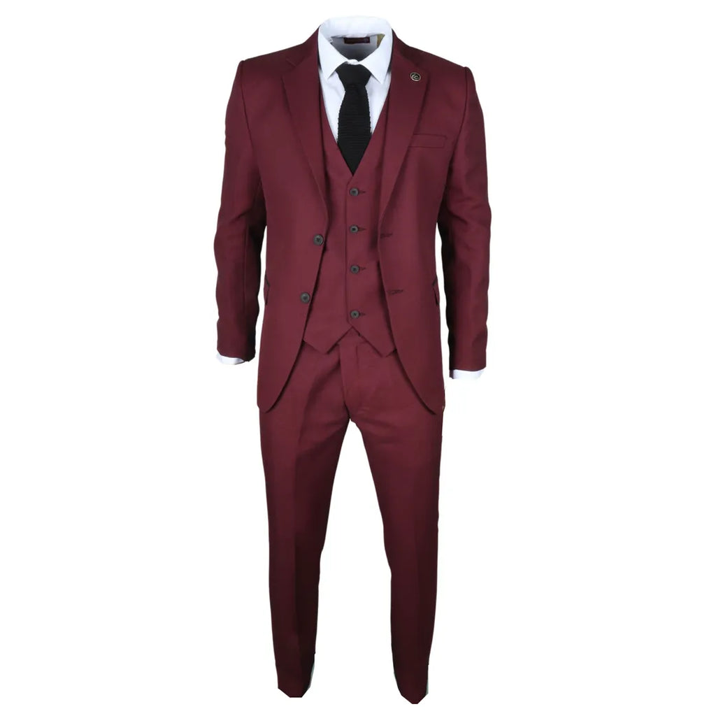 IM09 - Men's 3 Piece Burgundy Classic Suit