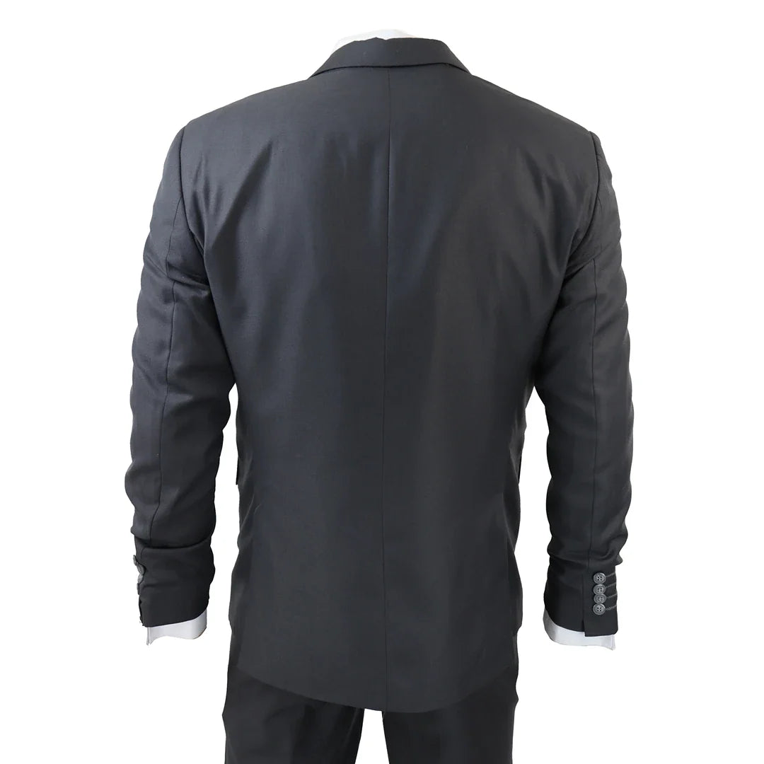 IM1 Men's Classic Plain Charcoal 3 Piece Suit
