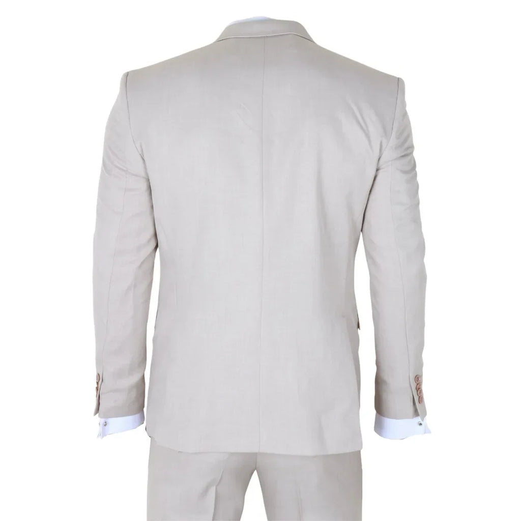IM1 - Men's Classic Plain Cream 3 Piece Suit