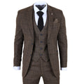 IM11 - Men's Dark Brown 3 Piece Plaid Check Suit