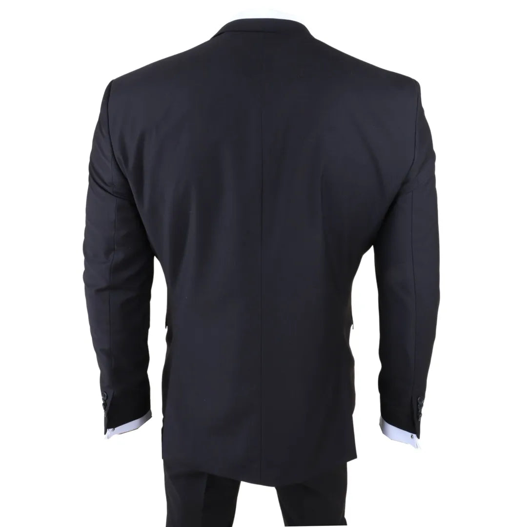 IM30 - Men's Black 3 Piece Stitch Lapel Formal Suit