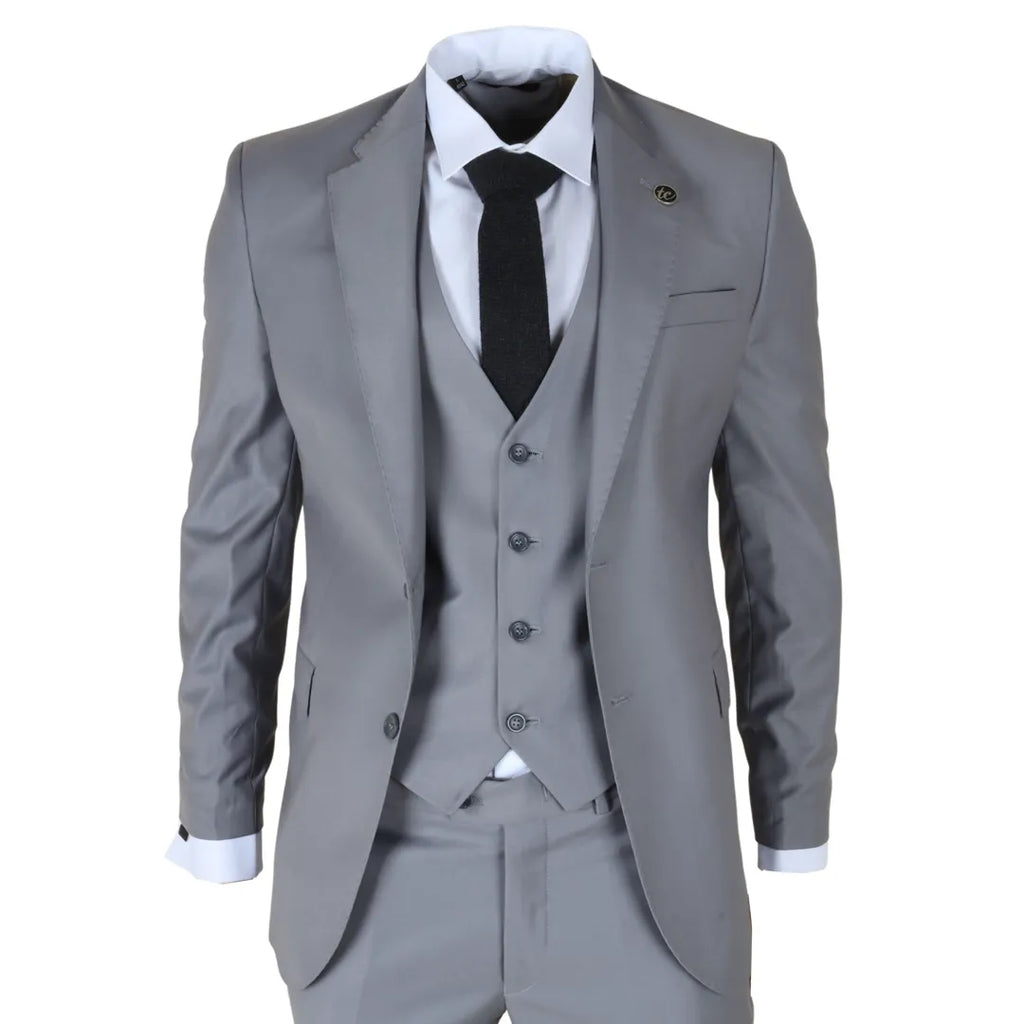IM30 - Men's Grey 3 Piece Stitch Lapel Formal Suit