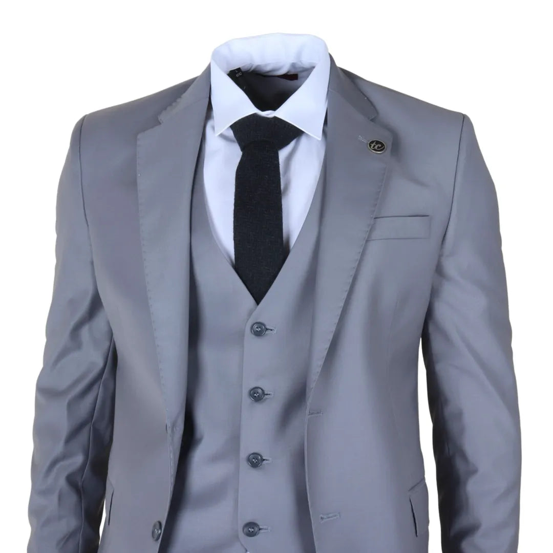 IM30 - Men's Grey 3 Piece Stitch Lapel Formal Suit