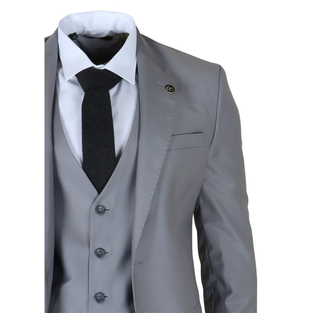 IM30 - Men's Grey 3 Piece Stitch Lapel Formal Suit