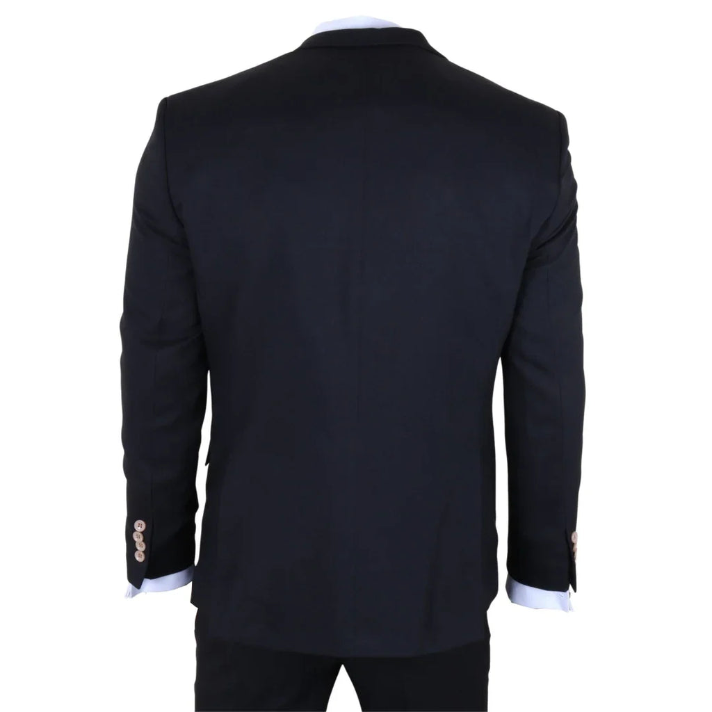 IM32 - Men's Black 3 Piece Tailored Fit Suit