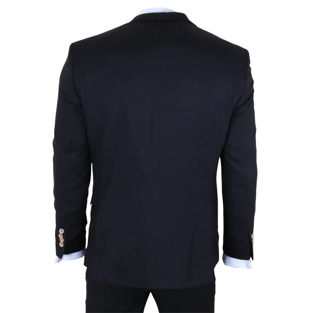 IM32 - Men's Black 3 Piece Tailored Fit Suit
