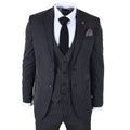 IM45 - Men's Classic Pinstripe 3 Piece Black Suit