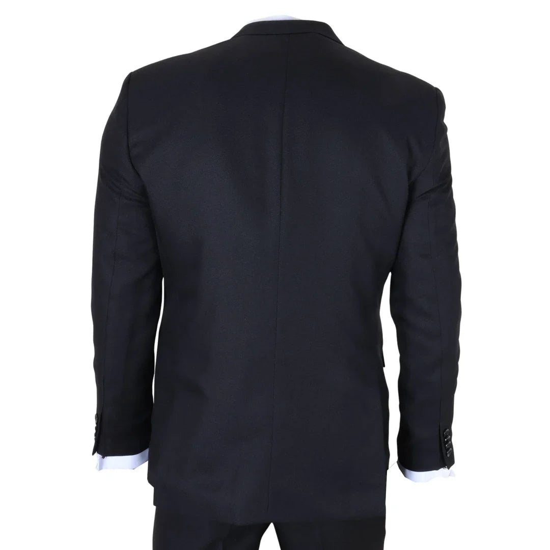 IM48 - Men's 3 Piece Black Tailored Fit Suit