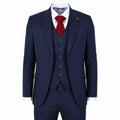 IM54 - Men's Navy Blue Check Tailored Fit 3 Piece Suit