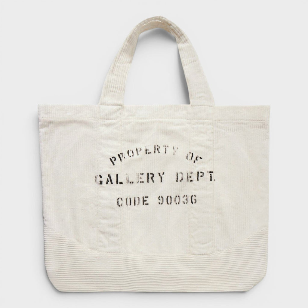 Logo-Print Cotton-Corduroy Tote Bag White