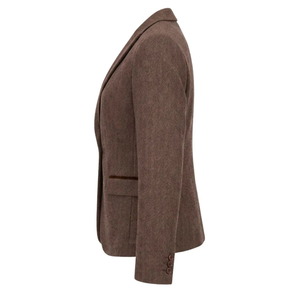 IMW-02 - Women's Oak Tweed Herringbone Blazer Waistcoat