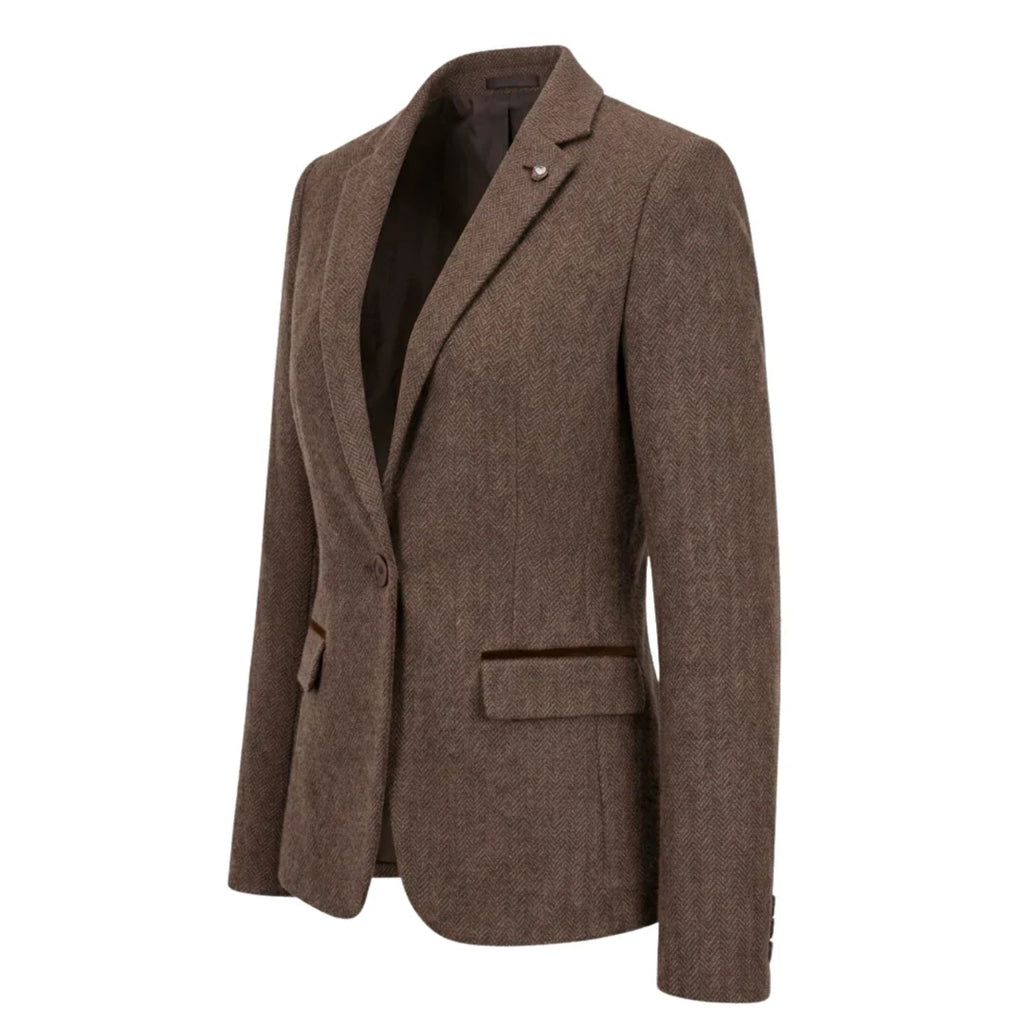 IMW-02 - Women's Oak Tweed Herringbone Blazer Waistcoat