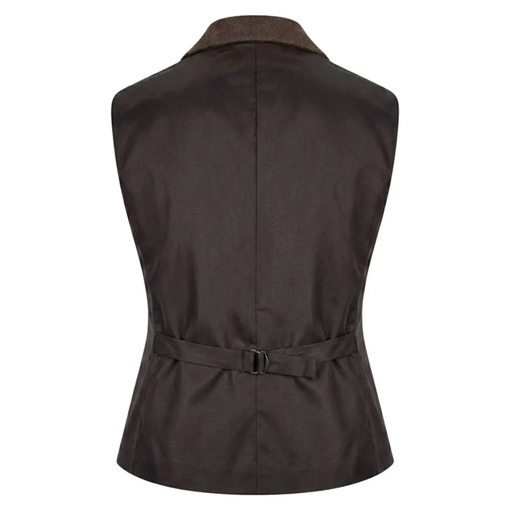 IMW-04 - Women's Brown Tweed Herringbone Blazer Waistcoat