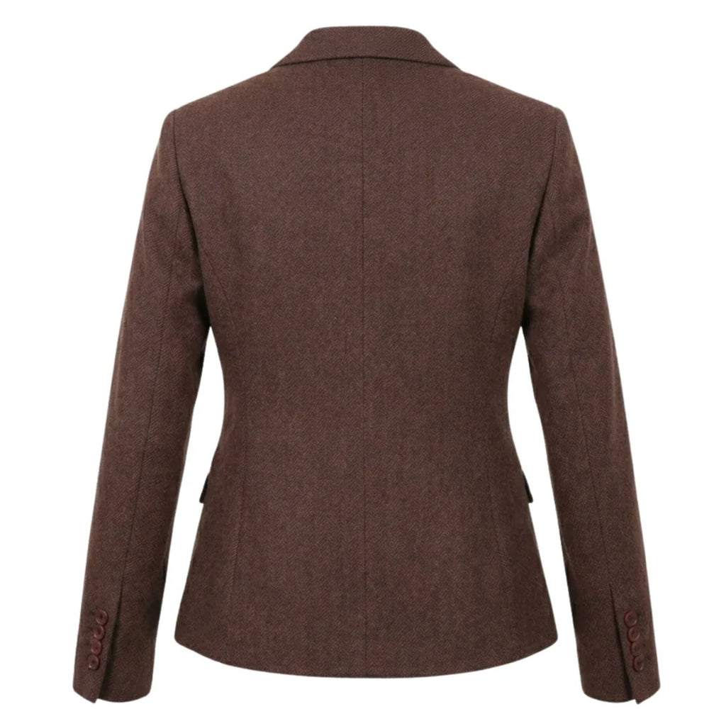 IMW-04 - Women's Brown Tweed Herringbone Blazer Waistcoat