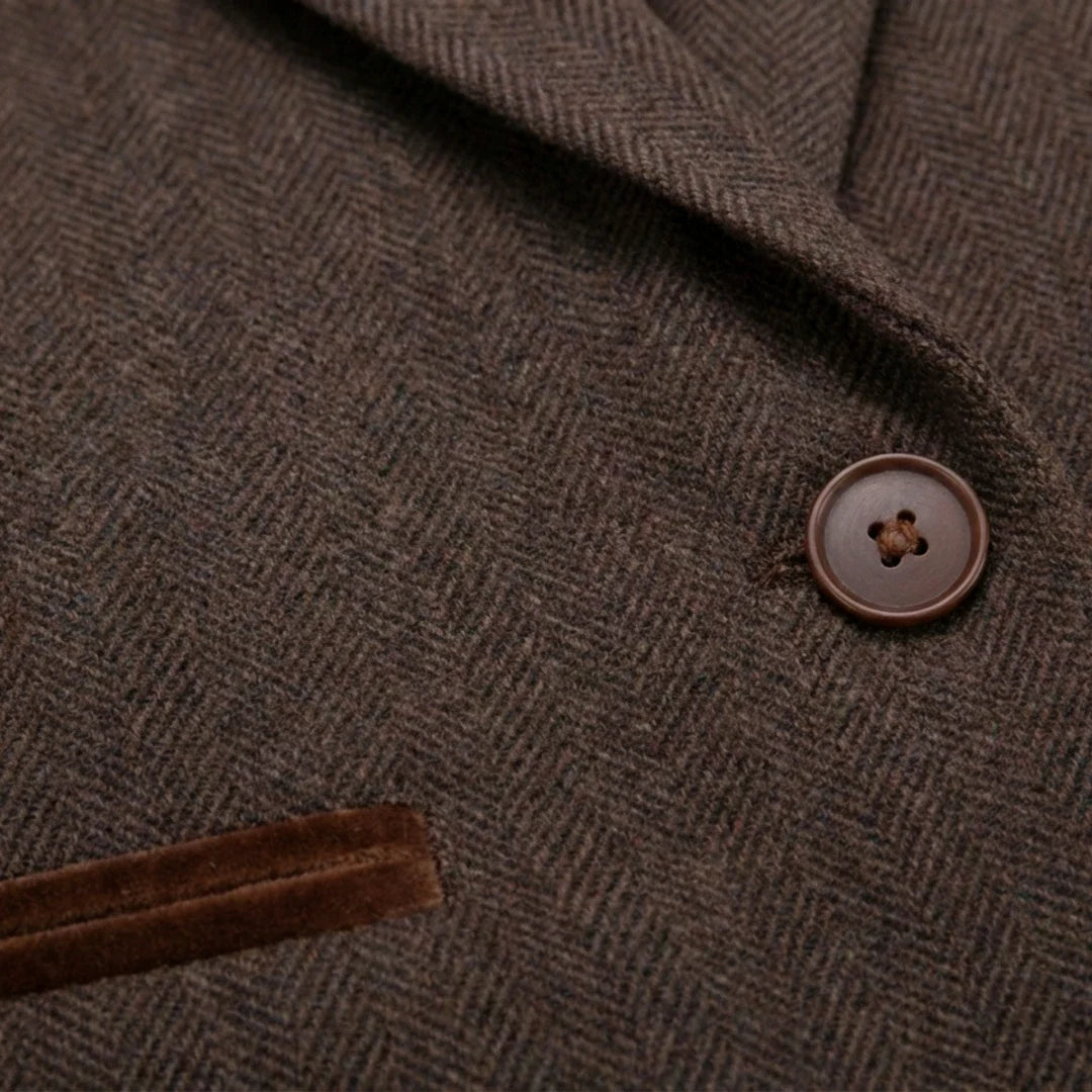 IMW-04 - Women's Brown Tweed Herringbone Blazer Waistcoat