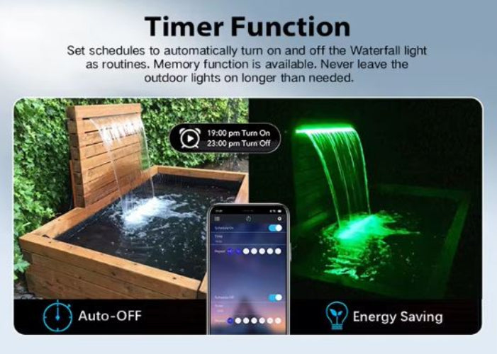 Pool Water Blade Waterfall Fountain LED Light Stainless Steel Garden Spa Wall