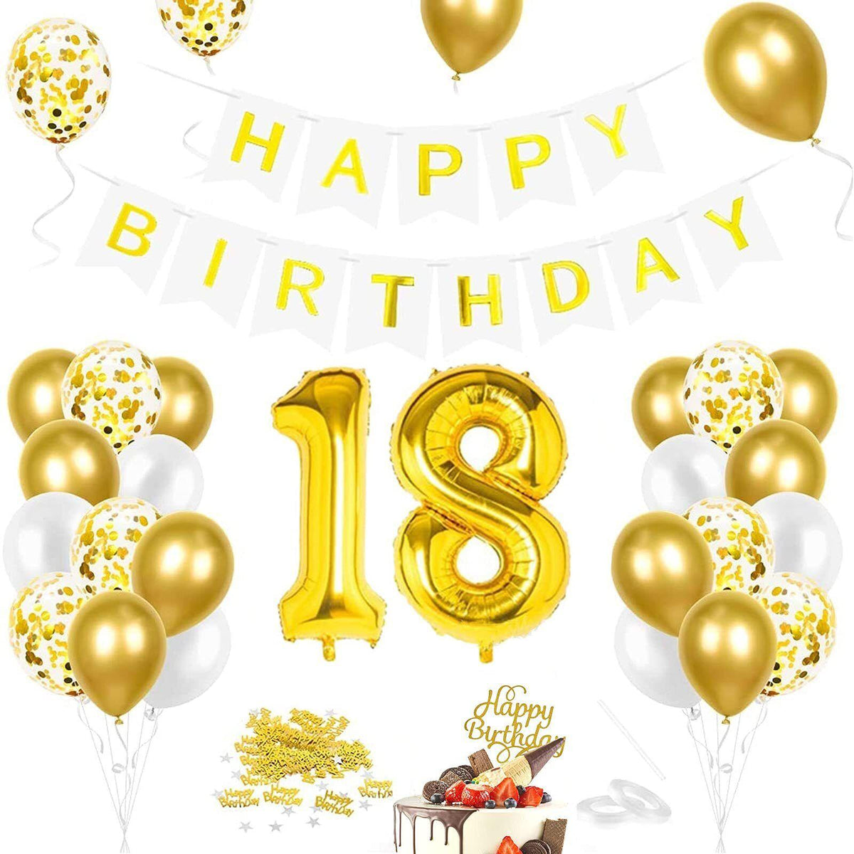 Birthday Balloons Set Number 18 21 30 40 50 Party Decorations Banner Kit