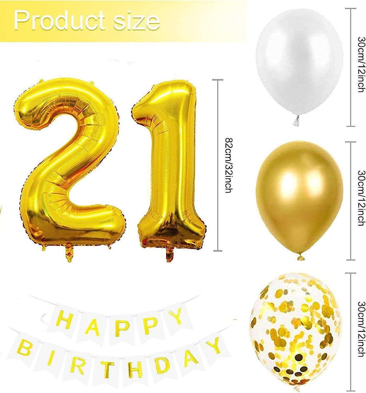 Birthday Balloons Set Number 18 21 30 40 50 Party Decorations Banner Kit