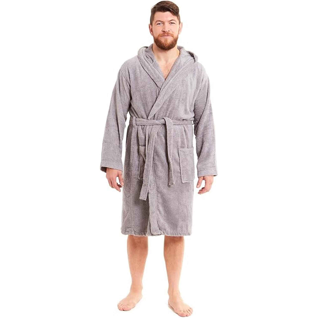 Toro Rocco Men's Bamboo Hooded Bath Robe Towelling Gown Quick Dry Ultra Absorbent Cotton Cosy Super Soft Robe
