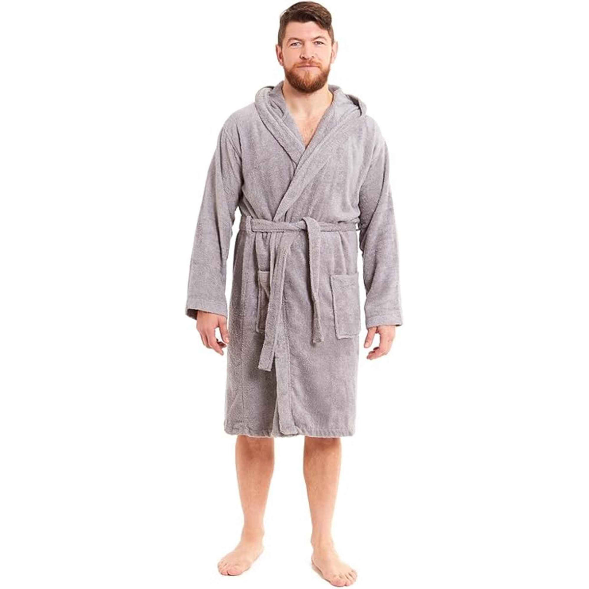 Toro Rocco Men's Bamboo Hooded Bath Robe Towelling Gown Quick Dry Ultra Absorbent Cotton Cosy Super Soft Robe